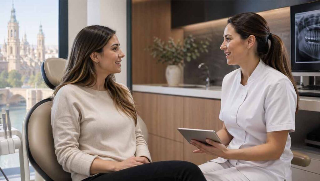 Paciente en clínica dental de Zaragoza durante valoración para implantes dentales